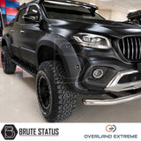 Mercedes X-Class 2017-2020 Overland Extreme wide wheel arch kit in matte black, premium riveted style wheel arch extensions for Double Cab pickup trucks.