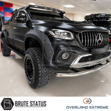 Overland Extreme Mercedes X-Class 2017-2020 wheel arch kit with riveted styling, durable ABS overfenders and professional rubber seal fitment.