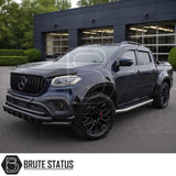 Mercedes X-Class 2017-2020 wide arch kit gloss black Overland Extreme ABS wheel arch extensions fitted to off-road pickup