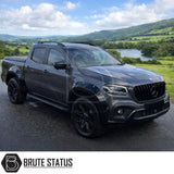 Gloss black Overland Extreme wide wheel arch extensions installed on Mercedes X-Class 2017-2020 double cab pickup