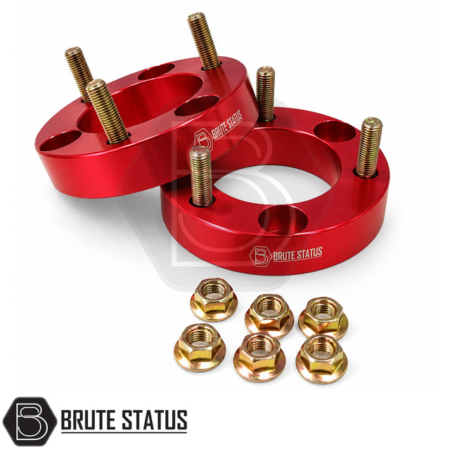 Mercedes X-Class 32mm front shock spacers forged from 6061-T6 aluminium with heat treated studs and nuts for front suspension lift