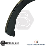 Mercedes X-Class smooth gloss black wheel arch flare set featuring Overland Extreme styling and professional rubber seal installation.