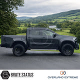 Gloss black wide body arch kit for Mercedes X-Class, adding a wider stance and aggressive off-road appearance.