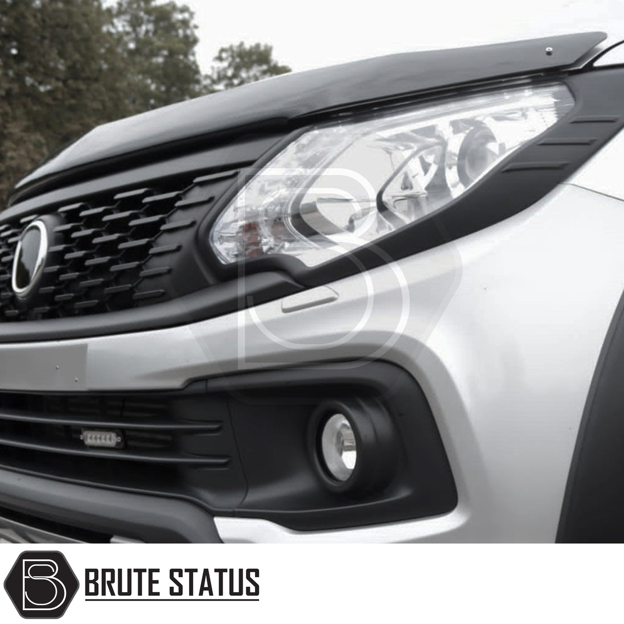 Fiat Fullback 2015–2019 Premium Black Acrylic Bonnet Guard and Wind Deflectors Set – 4-Piece Front & Rear Window Deflectors with Aerodynamic, Scratch-Resistant Design