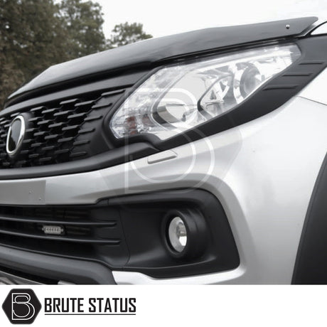 Fiat Fullback 2015–2019 Premium Black Acrylic Bonnet Guard and Wind Deflectors Set – 4-Piece Front & Rear Window Deflectors with Aerodynamic, Scratch-Resistant Design
