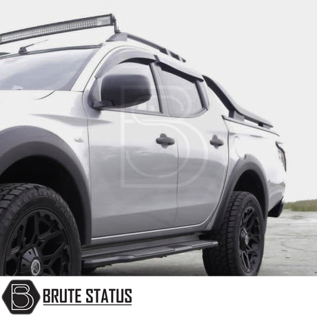 Premium black acrylic wind deflectors – stylish, aerodynamic design with full-length 3M adhesive tape, scratch-resistant, weatherproof, and easy to install without tools.