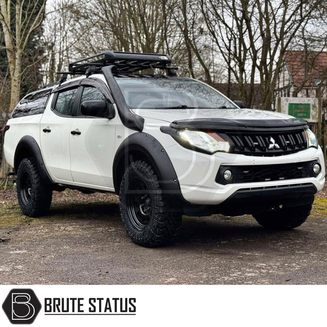 Overland Extreme Wide Wheel Arch Kit for Double Cab Vehicles – Premium ABS plastic, precision CAD-designed fit, lightly textured matt black finish, includes rubber seal, full installation hardware, UV-resistant, adds approx. 75mm width per side, reversible fit.