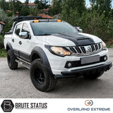 Overland Extreme bonnet scoop for Mitsubishi L200 Series 5 2015-2019, satin black hood scoop designed to enhance off-road appearance and rugged pickup truck aesthetics.