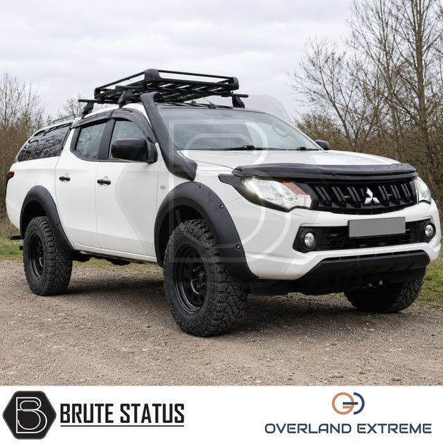 Mitsubishi L200 Series 5 2015-2019 Wide Arch Kit Overland Extreme in matte black, premium wheel arch extensions for Double Cab pickup trucks.