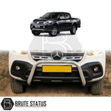 black bull/nudge bar for the Mitsubishi L200 Series 5 2015-2019 pickup truck, showcasing its rugged design and protective build