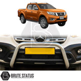 Chrome A-Bar nudge bar for Nissan Navara NP300 pickup truck (2015–2022), designed for bumper protection and enhanced styling.