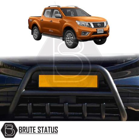 Matte Black A-Bar nudge bar for Nissan Navara NP300  pickup truck (2015–2022), designed for bumper protection and enhanced styling.