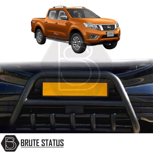 Matte Black A-Bar nudge bar for Nissan Navara NP300  pickup truck (2015–2022), designed for bumper protection and enhanced styling.