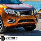 Chrome LED daytime running lights for Nissan Navara NP300 2015-2022, premium ABS DRL fog light surrounds with OEM-style installation.