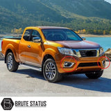 Nissan Navara NP300 2015-2022 aftermarket LED DRLs, chrome daytime running light fog lamp surrounds with OEM fitment for enhanced front-end styling.