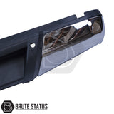 Chrome rear bumper for Nissan Navara NP300 (2015–2022), featuring a sleek factory-style finish, pre-drilled holes for OEM parking sensors, non-slip foot steps with drainage channels, and a durable, direct bolt-on design for easy installation and rugged use.