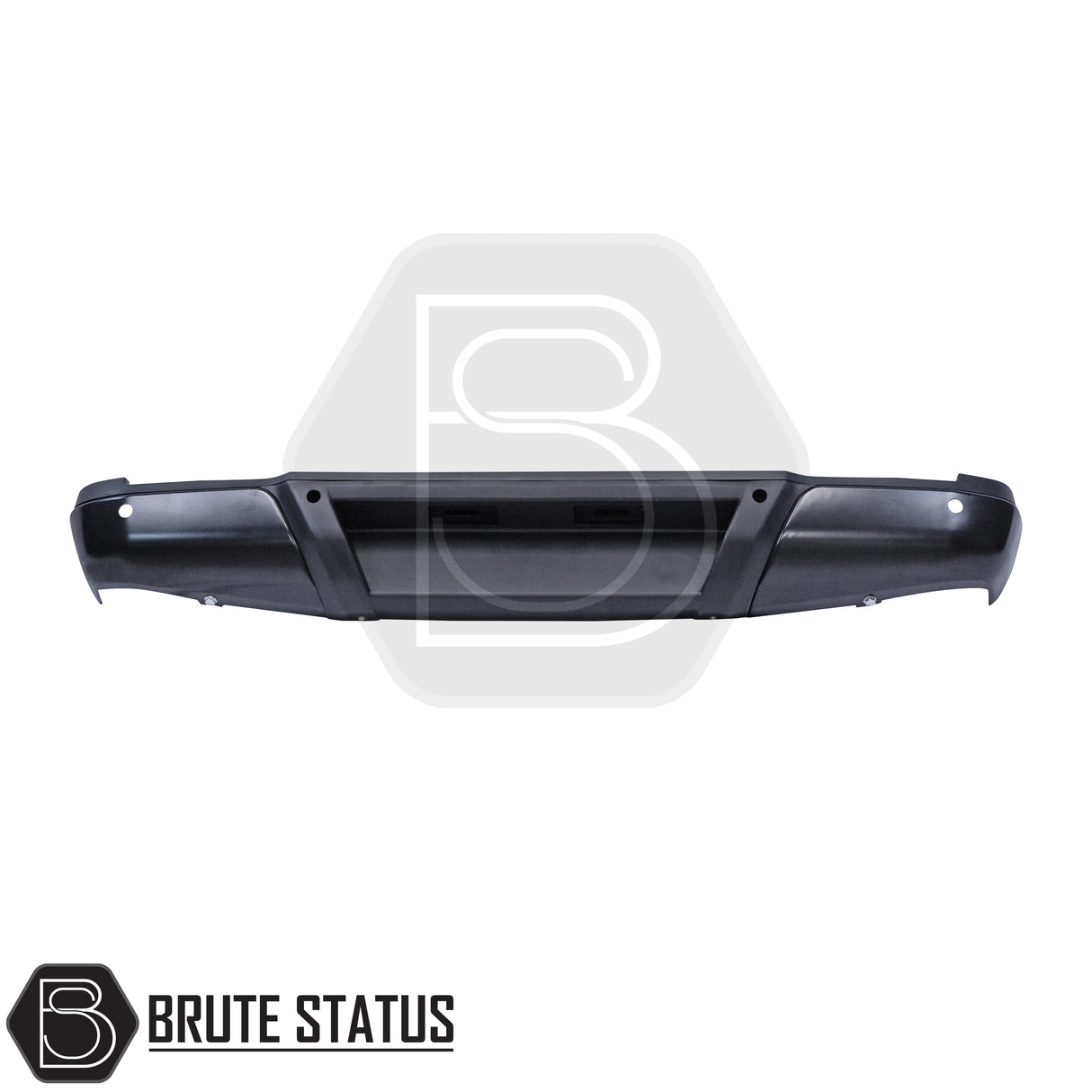 Black rear bumper for Nissan Navara NP300 (2015–2022), featuring a sleek factory-style finish, pre-drilled holes for OEM parking sensors, non-slip foot steps with drainage channels, and a durable, direct bolt-on design for easy installation and rugged use