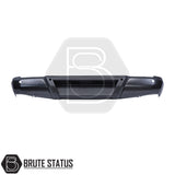 Black rear bumper for Nissan Navara NP300 (2015–2022), featuring a sleek factory-style finish, pre-drilled holes for OEM parking sensors, non-slip foot steps with drainage channels, and a durable, direct bolt-on design for easy installation and rugged use