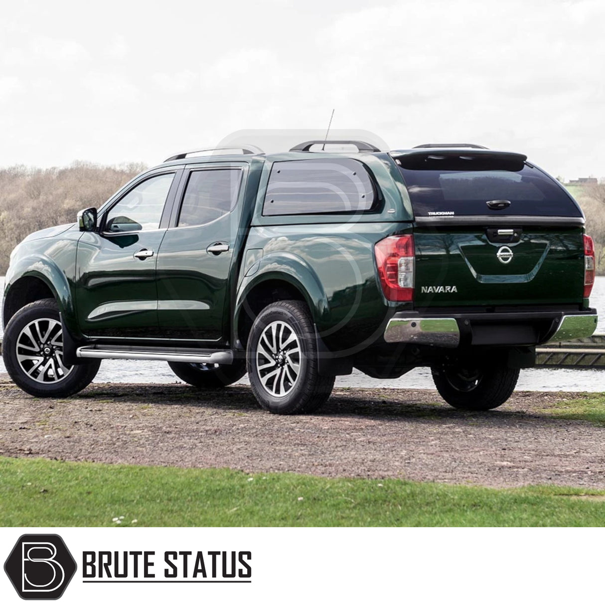 Nissan Navara 2005-2015 D40 Truckman Grand Hardtop Canopy with remote locking, featuring pop-out tinted windows and streamlined design, enhancing pickup's functionality and security.