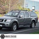 Nissan Navara 2005-2015 D40 Truckman Grand Hardtop Canopy with remote locking, featuring a sleek design and tinted windows, enhancing storage and security.