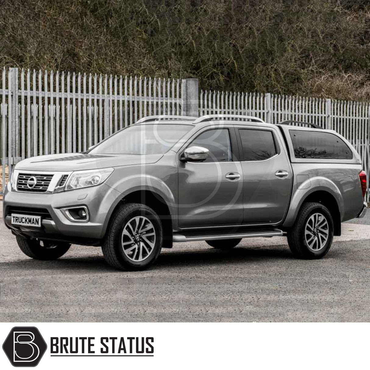 Nissan Navara 2005-2015 D40 Truckman Grand Hardtop Canopy with remote locking, featuring tinted windows and pop-out ventilation, enhancing pickup's style and security.
