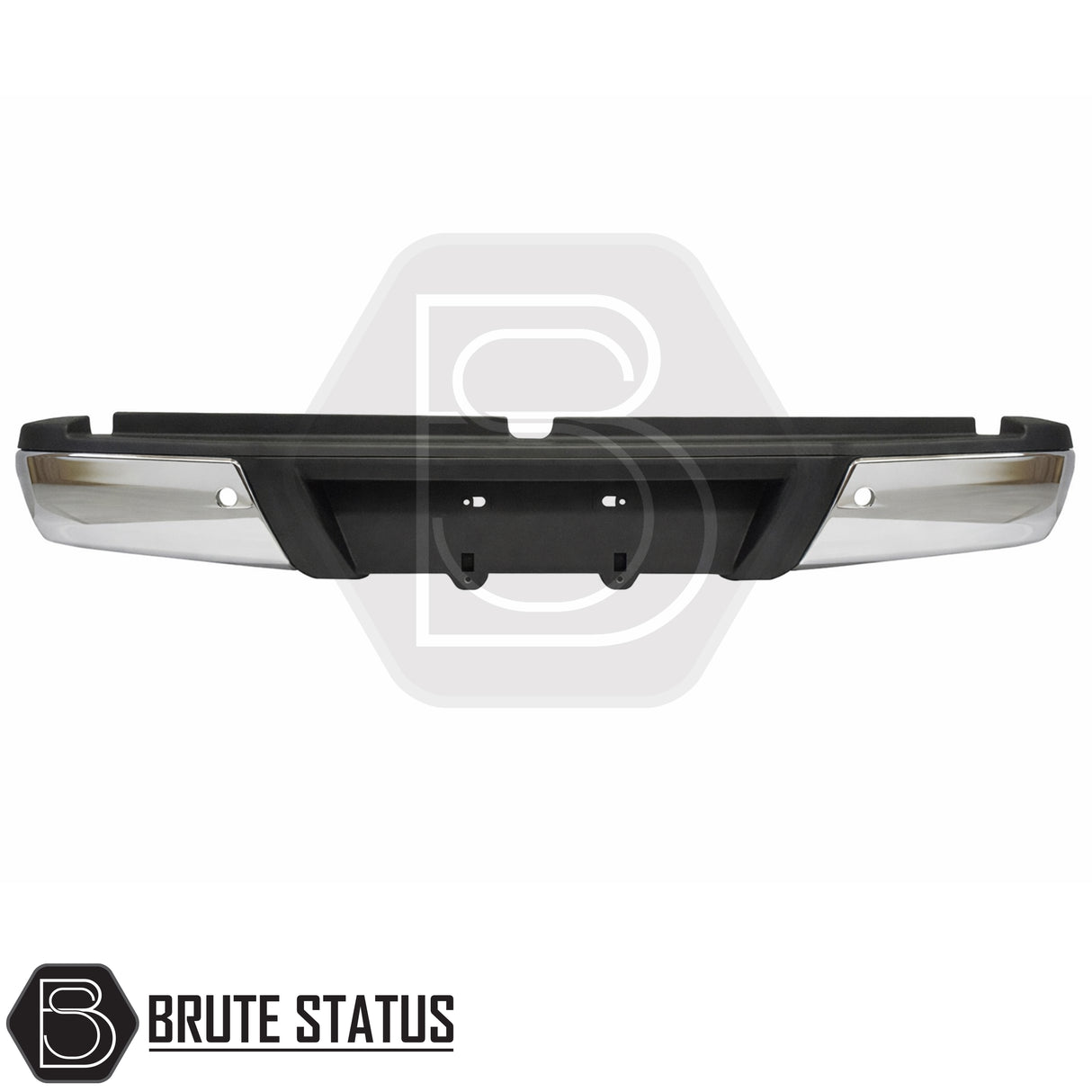 Chrome rear bumper for Nissan Navara NP300 2015–2022 with one parking sensor hole per side and integrated step pads