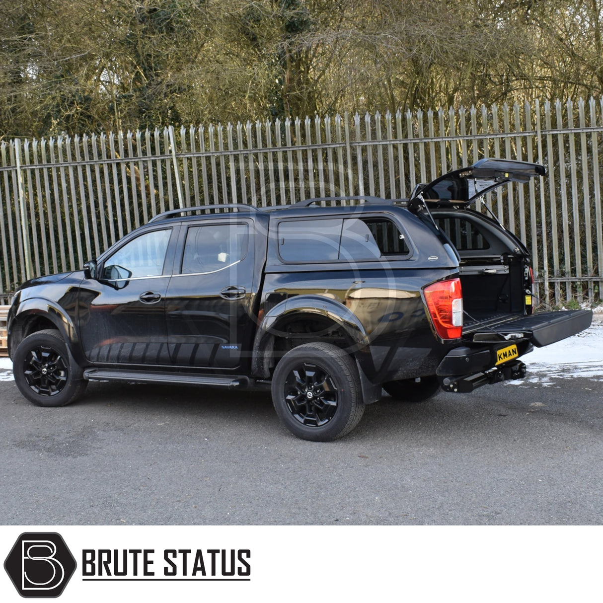 Nissan Navara 2015-2023 NP300 Truckman GLS Hardtop Canopy with remote locking, featuring lockable sliding windows and a luxury vinyl-lined interior, showcased on a parked truck.