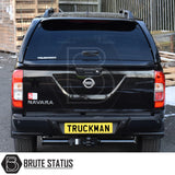 Nissan Navara 2015-2023 NP300 with Truckman GLS Hardtop, featuring remote locking, sliding windows, and a stylish rear view, ideal for enhanced truck functionality.