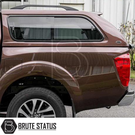 Nissan Navara NP300 Truckman GLS Hardtop Canopy with tinted windows, roof rails, and remote locking, enhancing security and style for pickup truck customization.