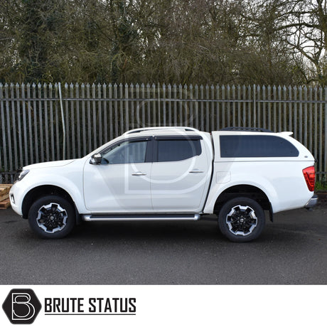 Nissan Navara 2015-2023 NP300 Truckman Grand Hardtop Canopy with remote locking, featuring tinted windows, pop-out ventilation, and secure, streamlined design.