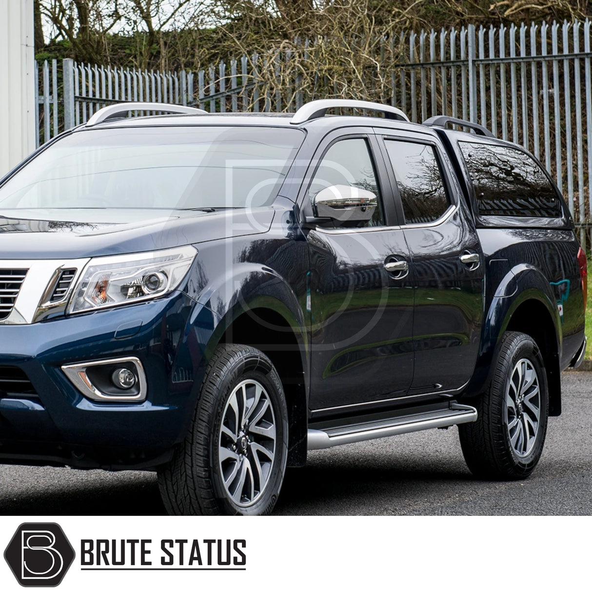 Nissan Navara 2015-2023 NP300 with Truckman Grand Hardtop Canopy showcasing remote locking, pop-out tinted windows, and alloy wheels.