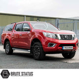 Nissan Navara 2015-2023 NP300 Truckman Grand Hardtop Canopy with remote locking, showcasing cab-high design and tinted pop-out windows for enhanced truck utility and security.