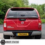 Nissan Navara NP300 with Truckman Grand Hardtop Canopy showcasing remote locking and pop-out windows for enhanced storage and security.