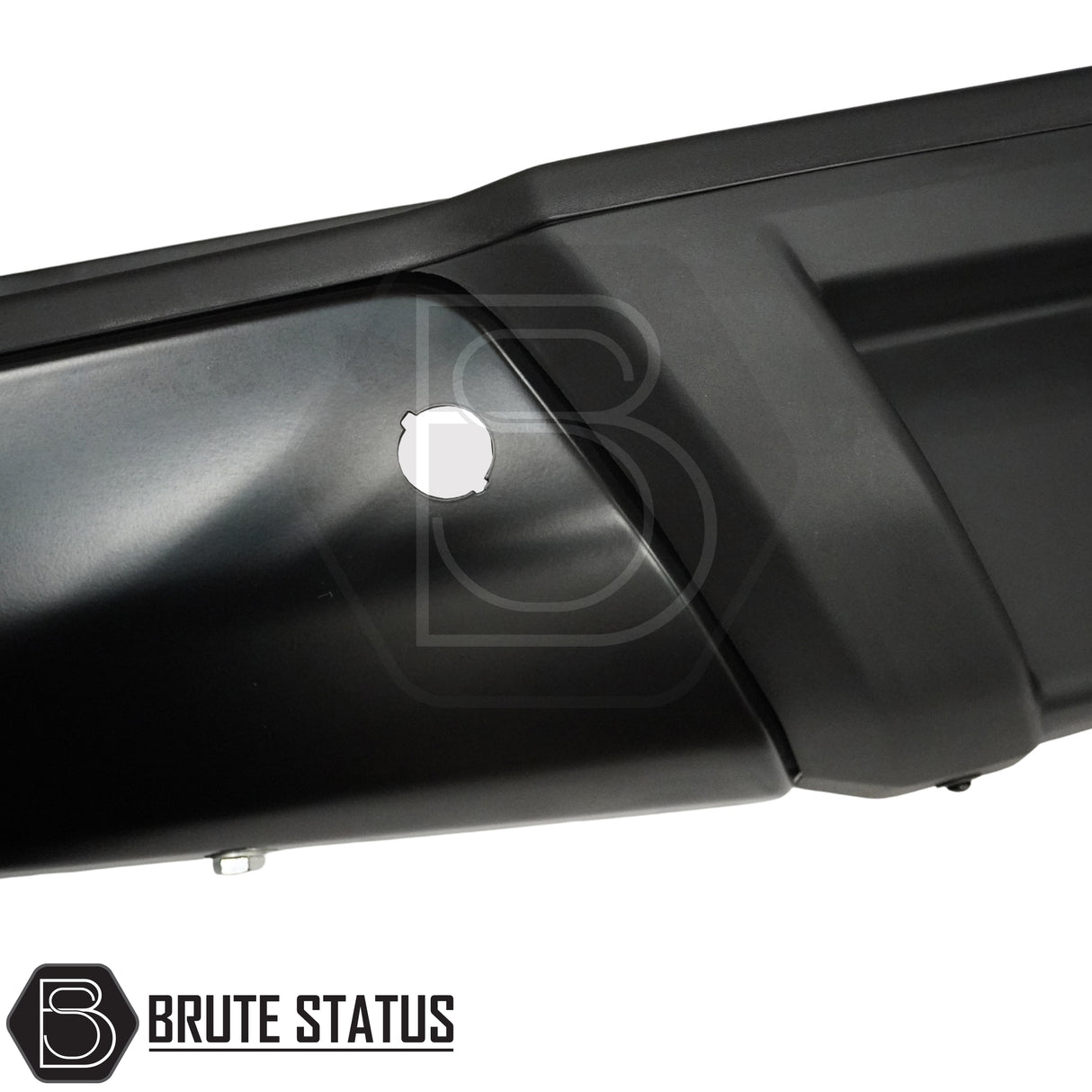 Rear view of black Nissan Navara NP300 bumper 2015–2022 showing pre-drilled parking sensor holes one per side
