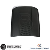 Matte black Nissan Navara bonnet scoop, Overland Extreme hood scoop designed to enhance pickup truck styling and off-road appearance.