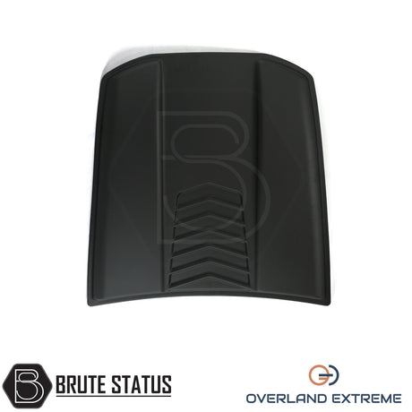 Matte black Nissan Navara bonnet scoop, Overland Extreme hood scoop designed to enhance pickup truck styling and off-road appearance.