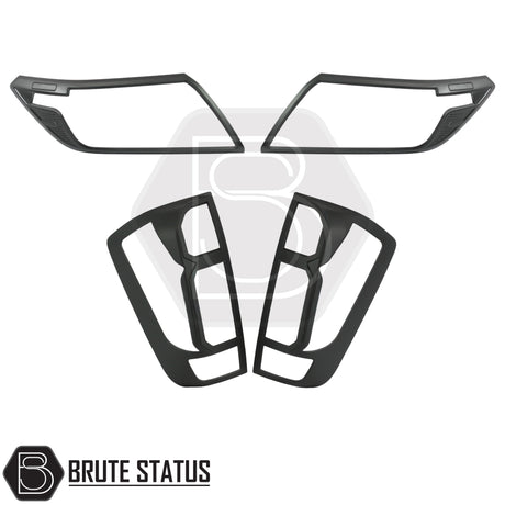 Nissan Navara 2015-2022 NP300 D23 Head and Tail Lamp Cover Guard, black plastic frame, designed for easy fitting with 3M adhesive, suitable for pick-up.