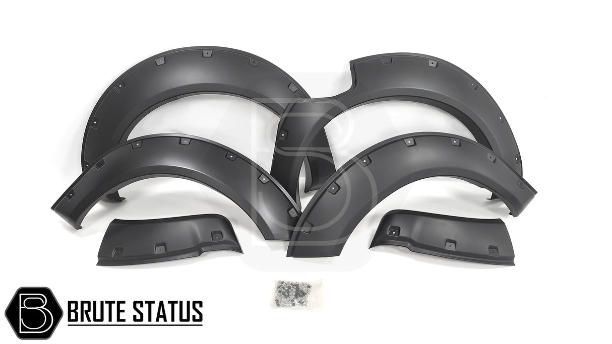 Nissan Navara NP300 2015-2017 wide arch kit black fender flares riveted look pickup styling accessories for overlanding set ups. 