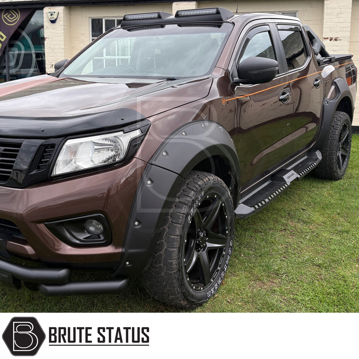 Nissan Navara NP300 2015-2017 wheel arch kit riveted style wide fender flares black ABS Navara accessories UK