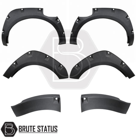 Nissan Navara NP300 AdBlue wide arch kit in matte black with rivet styling and aggressive off-road appearance