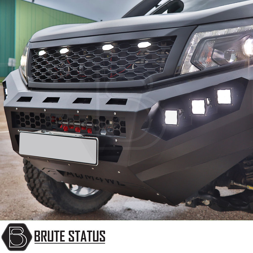 Nissan Navara NP300 2015-2022 heavy duty matte black steel winch front bumper for off road protection and recovery