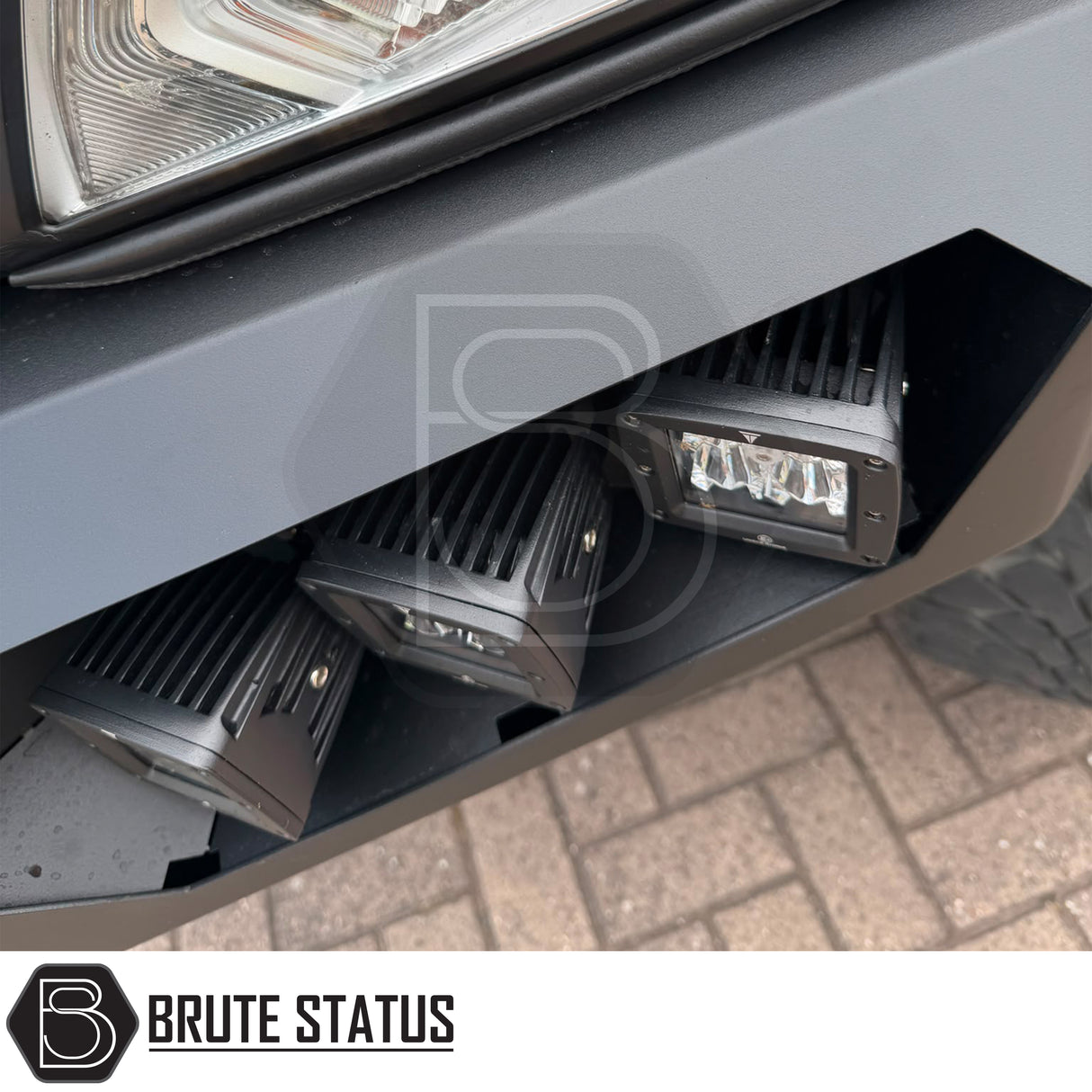 Nissan Navara NP300 2015-2022 matte black steel off road winch front bumper with LED lighting and heavy duty front end protection