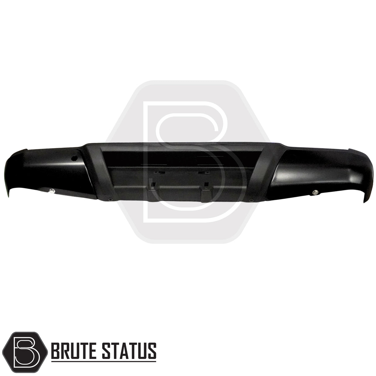 Black rear bumper for Nissan Navara NP300 2015–2022 with one parking sensor hole per side and integrated step pads. 