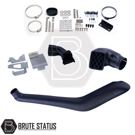 Nissan Navara NP300 2.3 litre turbo diesel heavy duty snorkel kit with UV resistant LLDPE construction RAM air intake head stainless steel clamps and fitting hardware