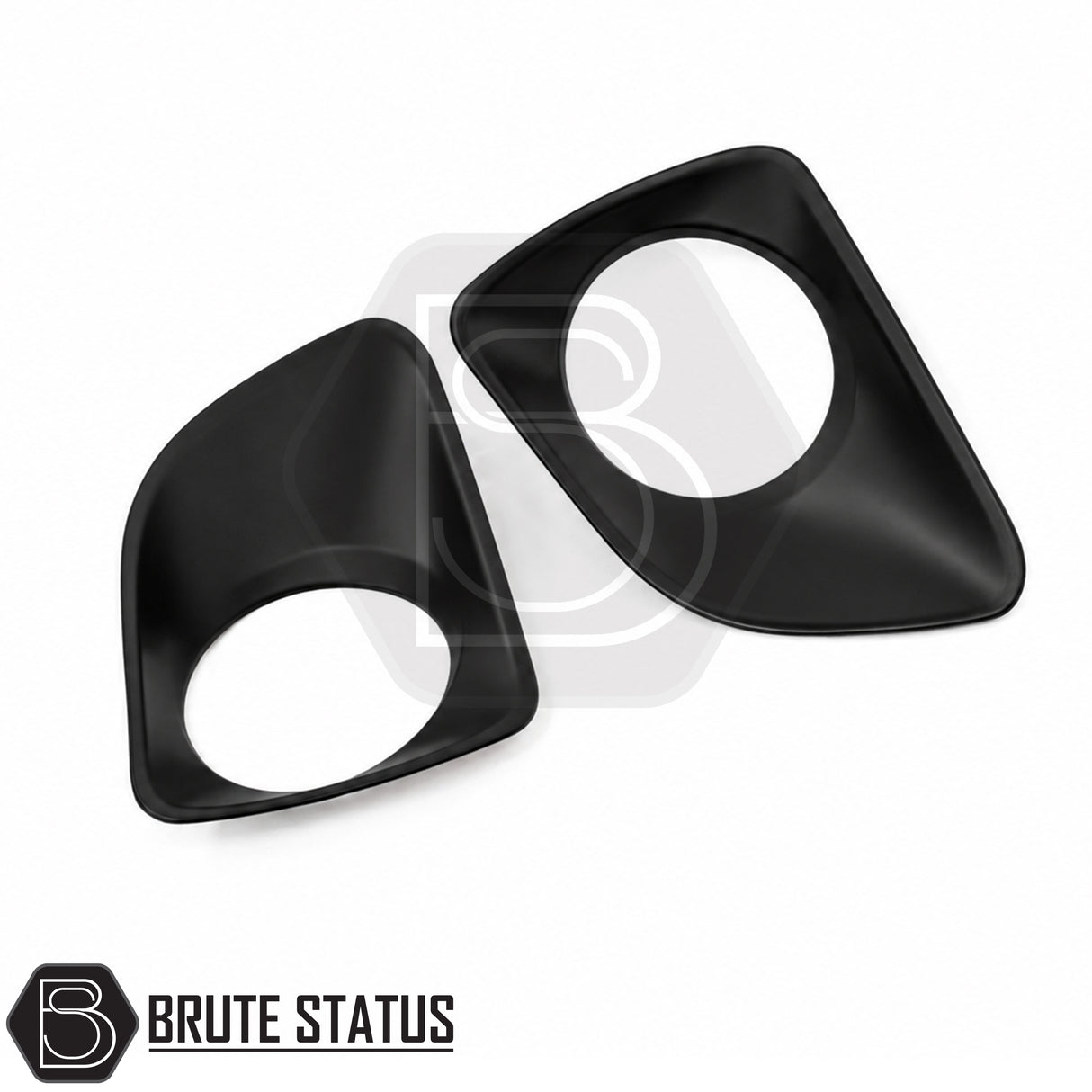 Matte black fog light covers for Nissan Navara NP300 2015+, high-quality ABS front fog light surrounds with easy adhesive installation.