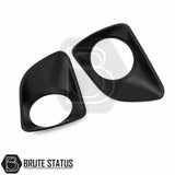 Matte black fog light covers for Nissan Navara NP300 2015+, high-quality ABS front fog light surrounds with easy adhesive installation.