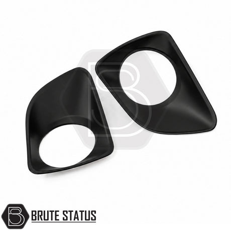Matte black fog light covers for Nissan Navara NP300 2015+, high-quality ABS front fog light surrounds with easy adhesive installation.