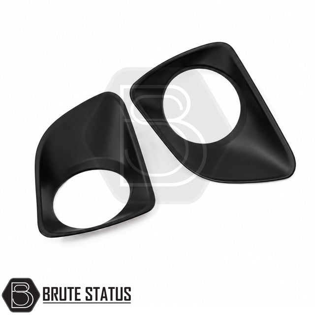 Matte black fog light covers for Nissan Navara NP300 2015+, high-quality ABS front fog light surrounds with easy adhesive installation.