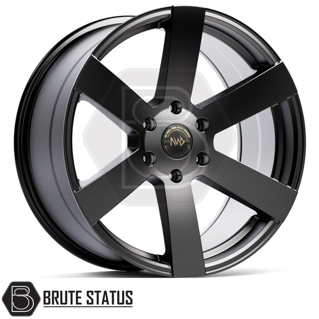 Hawke Nomad matte black alloy wheels in 20x9.5 size with ET16 offset and dual-fit 6x114.3 or 6x139.7 PCD options