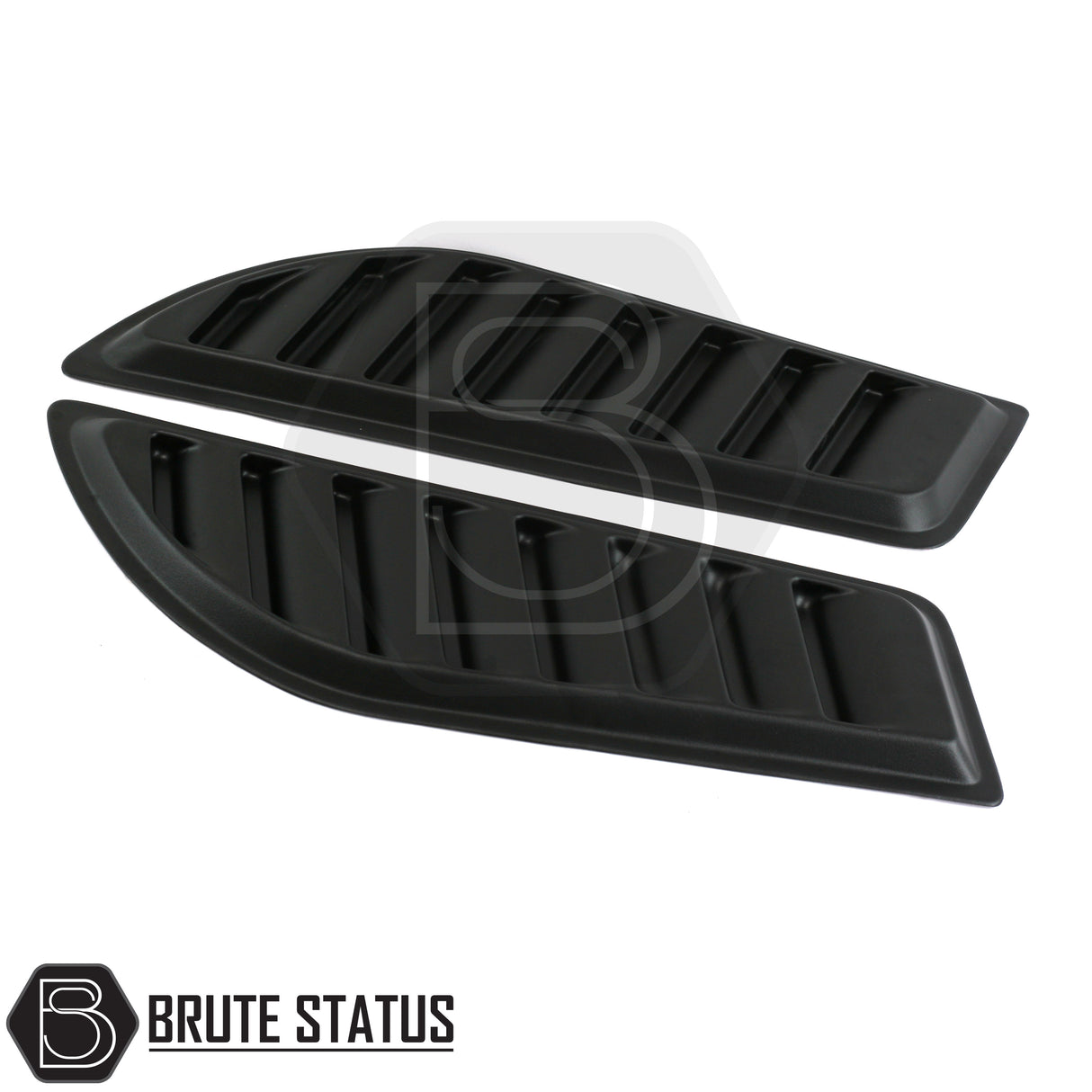 Universal matte black ABS bonnet vents with adhesive tape, no-drill install, UV resistant, fits most trucks, includes all parts